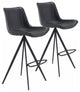 Set of Two Black on Black Faux Leather Triangle Base Bar Chairs