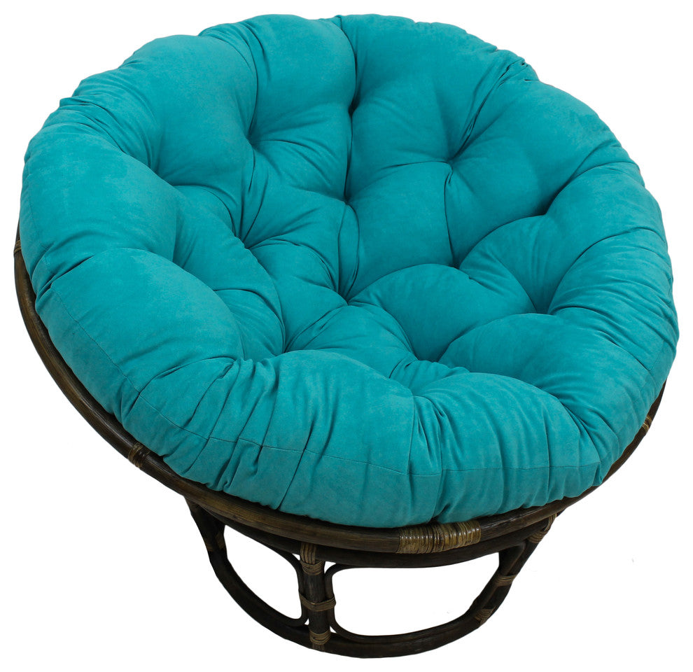 44" Solid Micro Suede Papasan Cushion, Fits 42" Papasan Frame, Aqua Blue