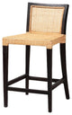 Baxton Studio Lingga Dark Brown Mahogany Wood and Natural Rattan Counter Stool