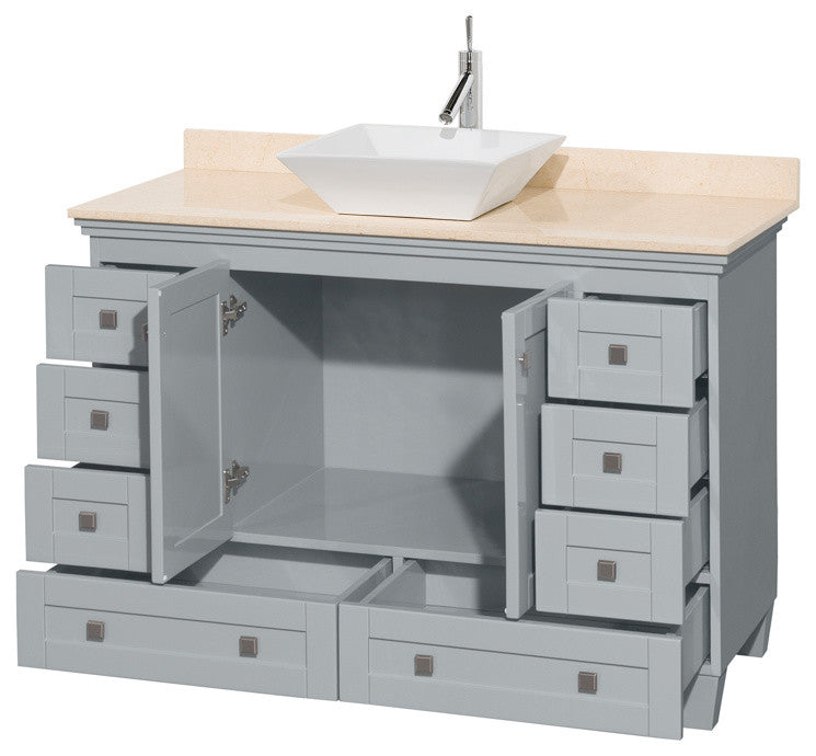 Acclaim Oyster Gray Vanity, 48", Pyra White Porcelain, Ivory Marble