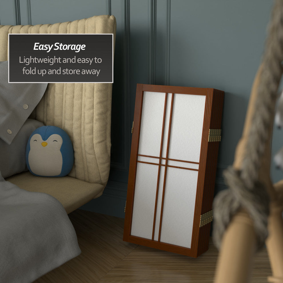 2' Tall Desktop Double Cross Shoji Screen, Walnut, 6 Panels