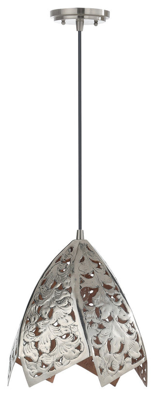 61131-11 1-Light Hanging Mini Pendant Ceiling Light Nickel Finish 12"Wide