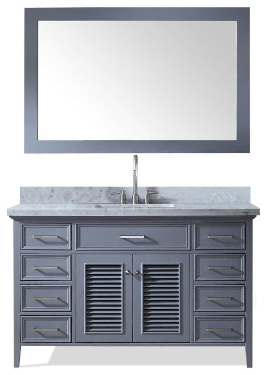 Ariel Kensington 55" Traditional Single Sink Vanity Set, Gray