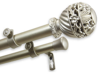 Stefan 1" Double Curtain Rod, Light Gold, 28-48"