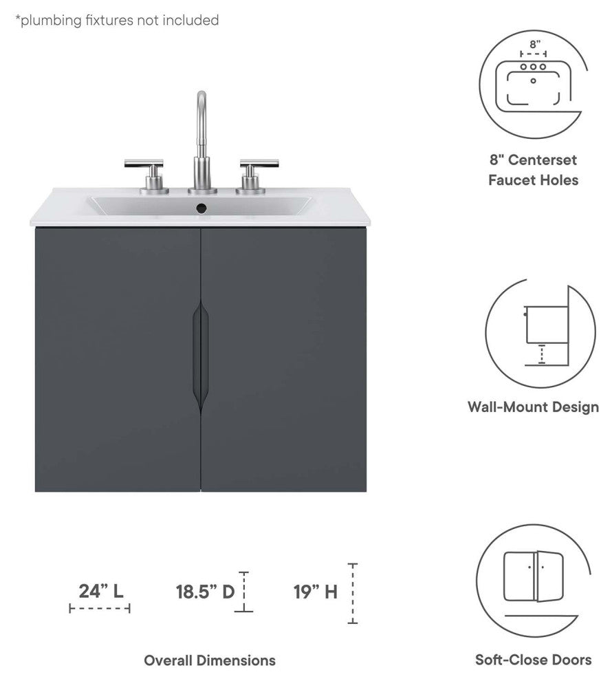 Vitality 24" Bathroom Vanity, Gray White