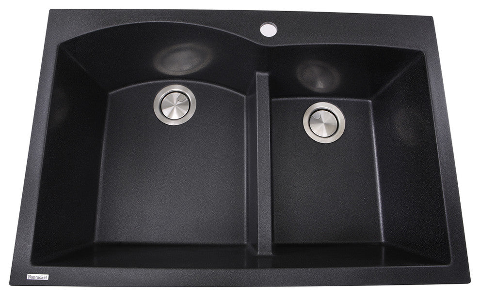 Nantucket Sinks 60/40 Double Bowl Dual-Mount Granite Composite, Black