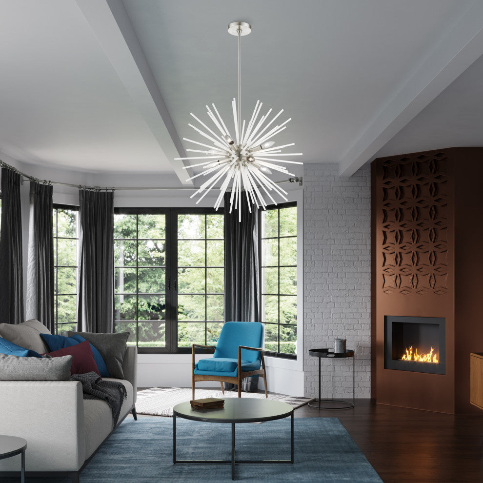 Uptown 8 Light Brushed Nickel Pendant Chandelier