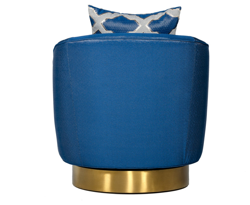Modrest Niagra Glam Blue and Gold Fabric Accent Chair