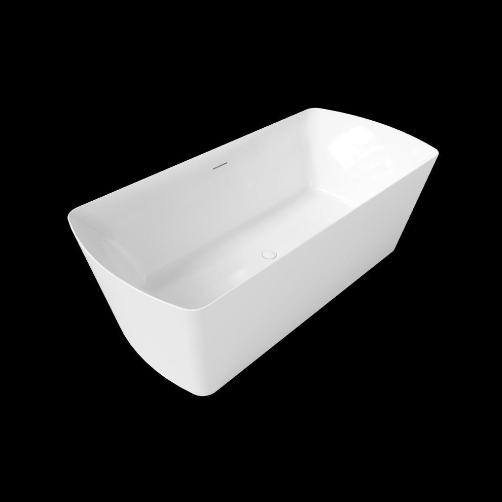 Perlato Bilbao Freestanding Soaking Tub, White, 71"
