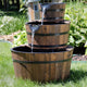 Sunnydaze Rustic 3-Tier Wood Barrel Outdoor Garden Water Fountain, 30"