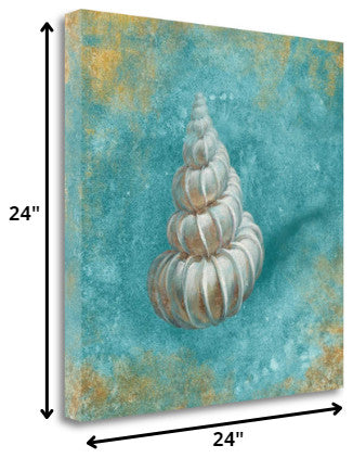24" Majestic Seashell in the Bright Blue Sea Giclee Wrap Canvas Wall Art