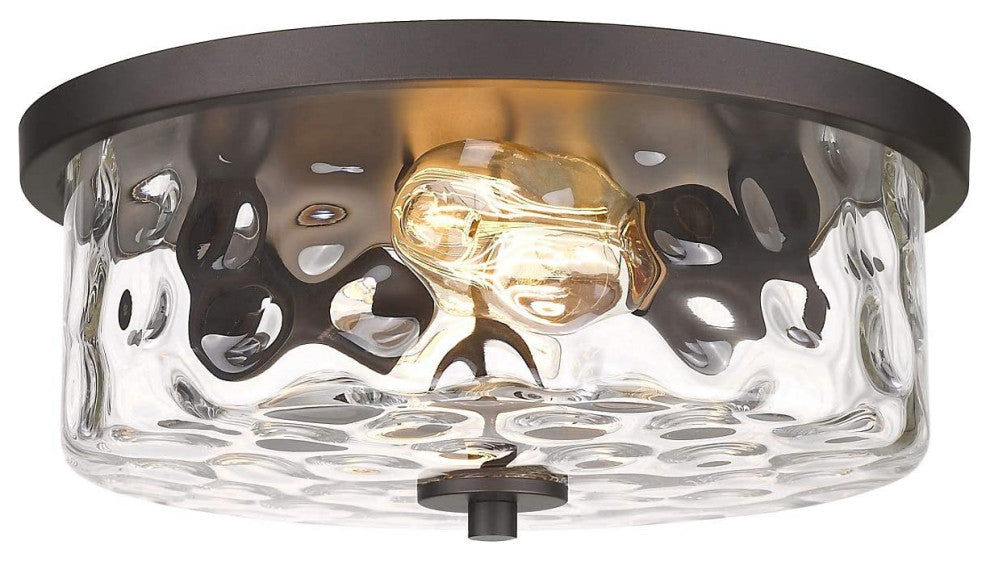 2 Light Flush Mount, Industrial Glass Ceiling Light Fixture