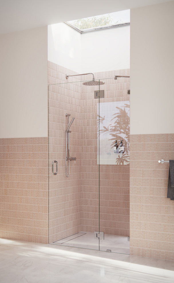 78"x40.5" Frameless Shower Door, Glass Hinge, Polished Chrome