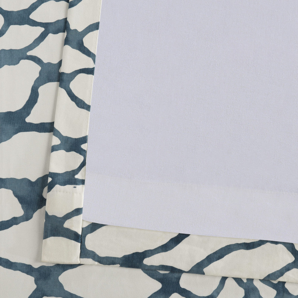 Ellis Printed Cotton Twill Curtain Single Panel, Ellis Blue, 50"x84"