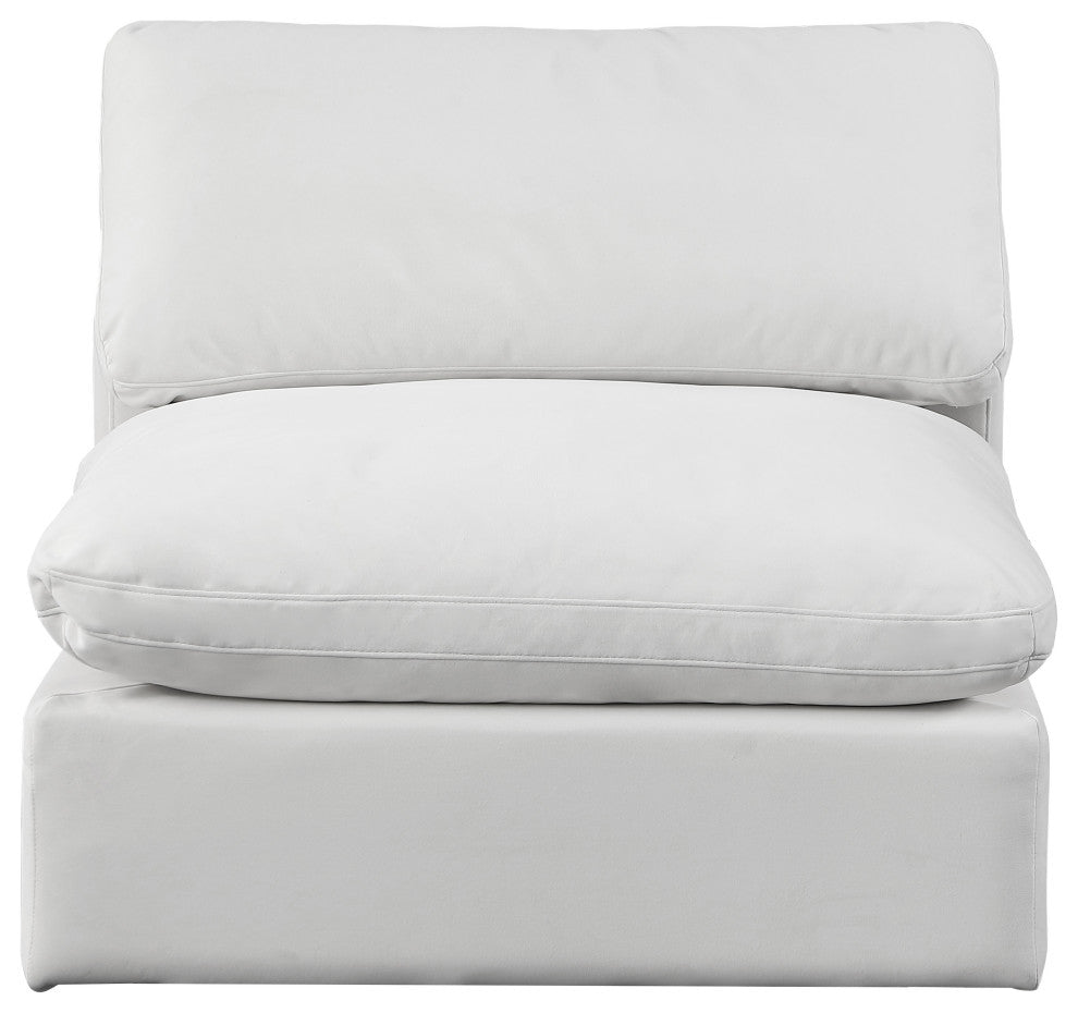 Comfy Beige Linen Textured Fabric Modular Chair, Cream, Velvet, Armless Chair