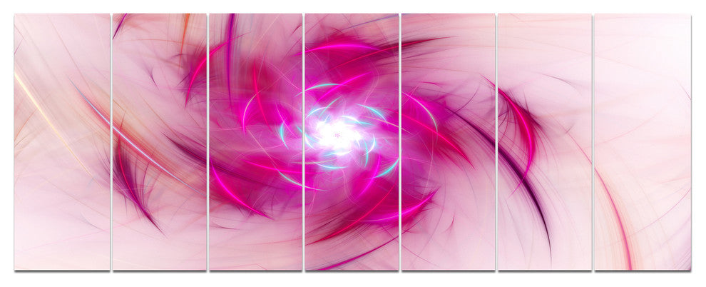Purple Fractal Nuclear Reaction, Floral Canvas Art Print, 83"x32", 7 Panels