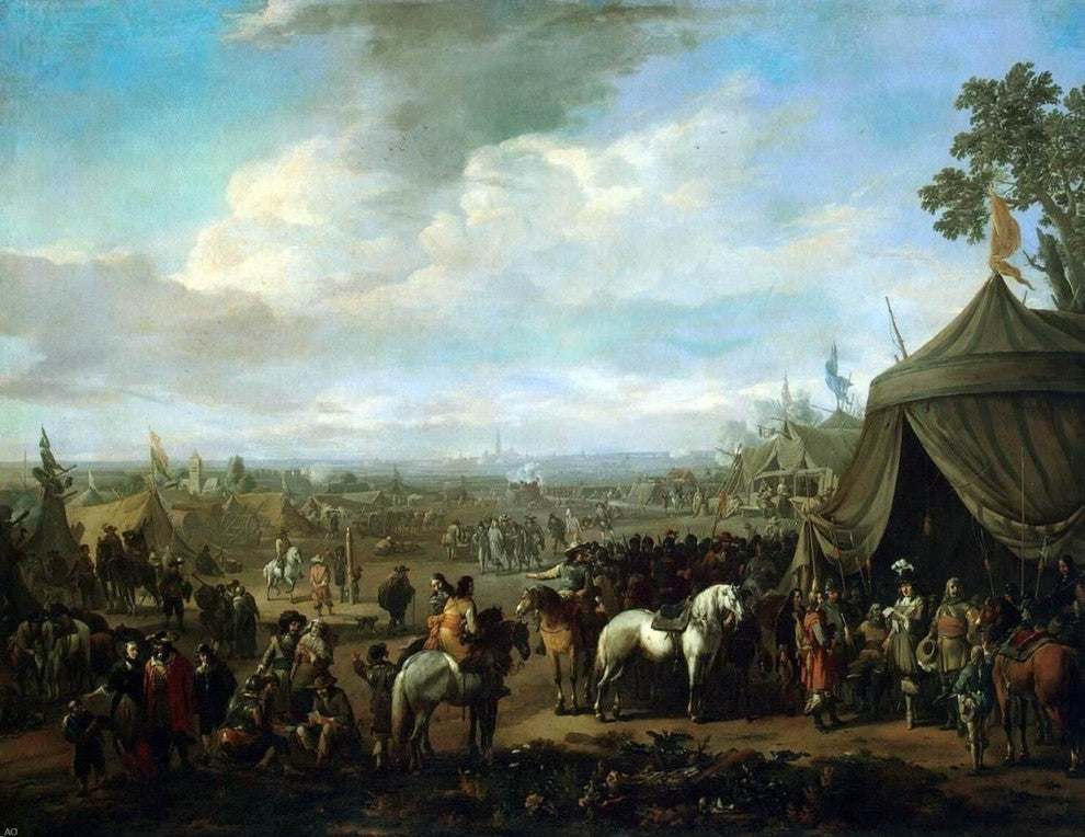 Johannes Lingelbach Flemish Town Sieged by the Spanish Soldiers Wrapped Canvas