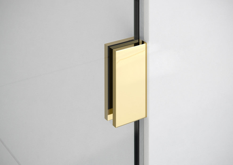 58.25"x60" Frameless Shower Bath Door Wall Hinge, Polished Brass