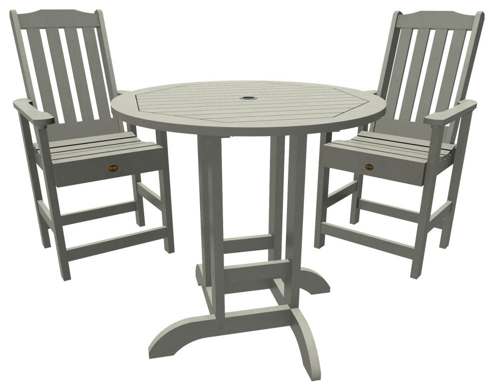 Springville 3-Piece Round Dining Set, Weathered Acorn, Coastal Teak