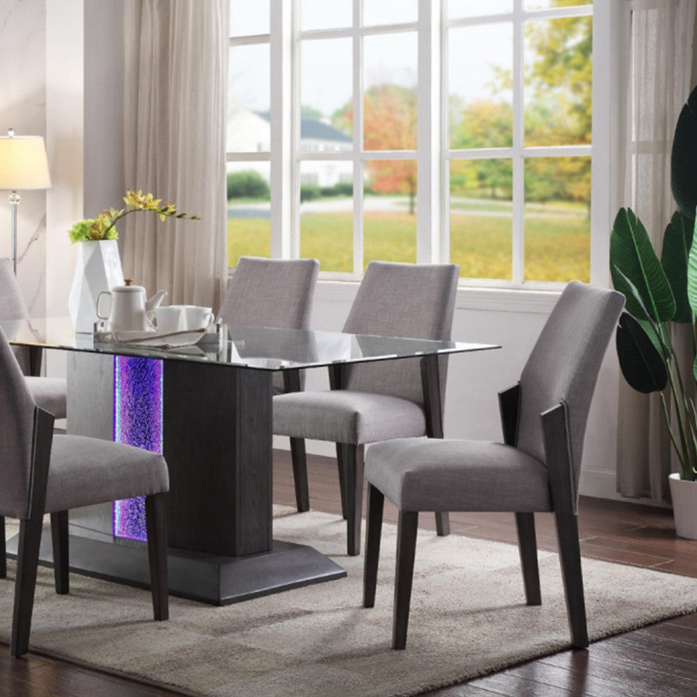 Set of 2 Upholstered Side Chair, Gray/Gray Oak Finish