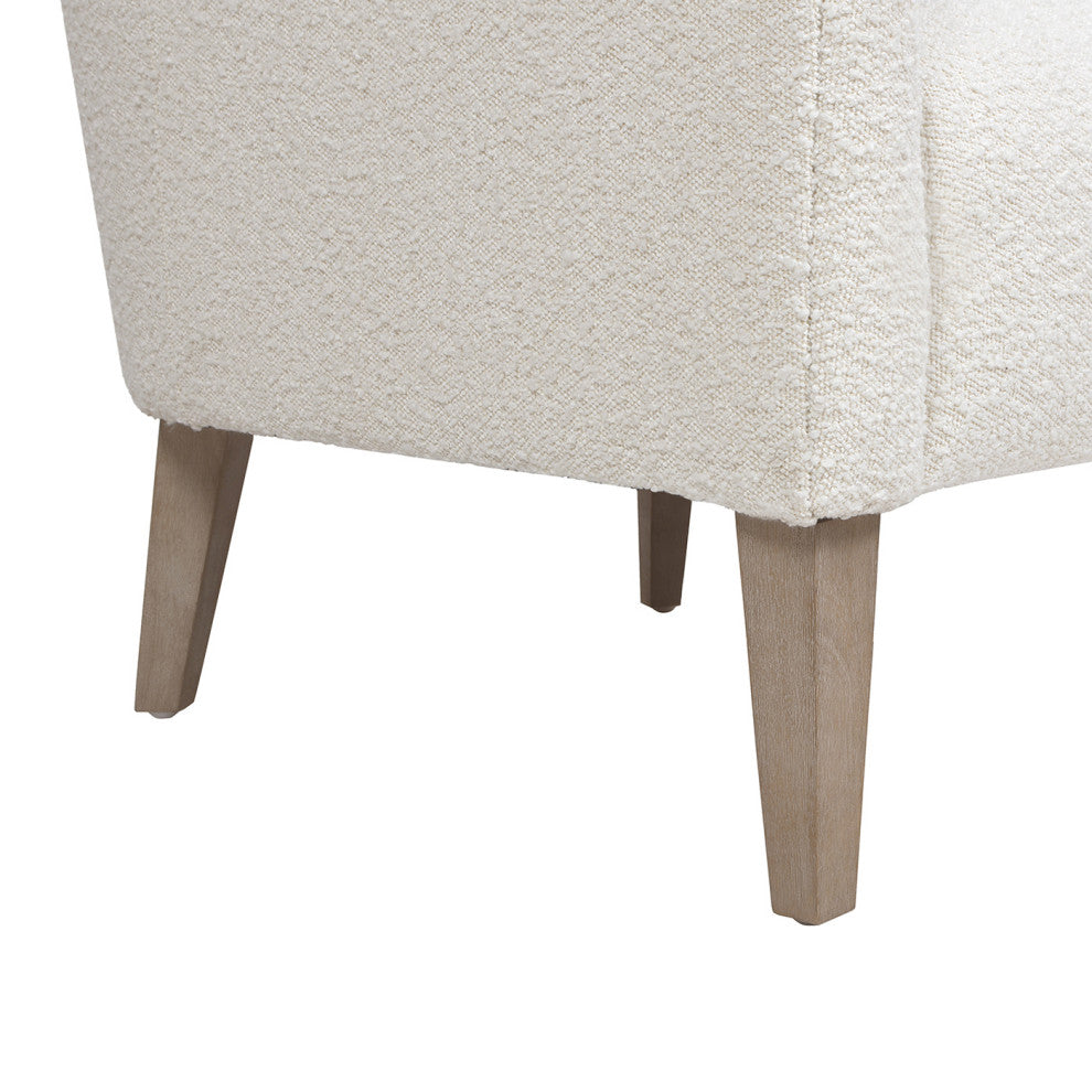 Nimbus 27.5" Curved Accent Chair, Ivory White Boucle