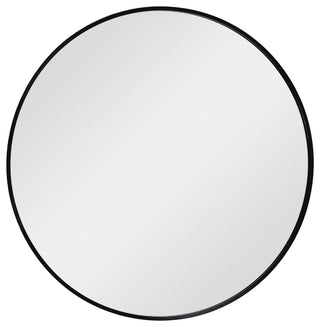 Round Black Metal Framed Wall Mirror, 27.6" X 27.6" Dia.