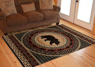 Asheville Lodge Bear Area Rug, Multi, 7'10"x9'10"