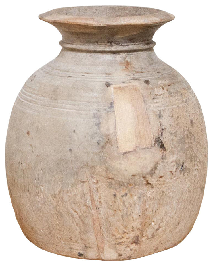 Antique Indian Wooden Pot-Mina