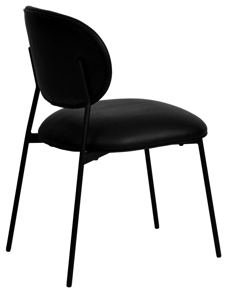 McKenzie Vegan Leather Stackable Dining Chair, Set of 2, Black
