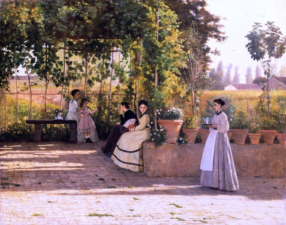 Silvestro Lega Il pergolato (also known as Il dopopranzo) Gallery Wrapped Canvas
