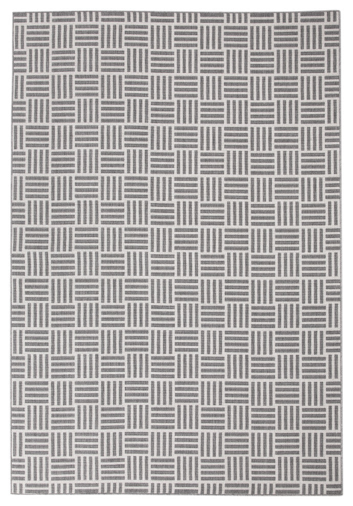 Marina Nantucket White and Gray Polypropylene Indoor/ Outdoor Area Rug