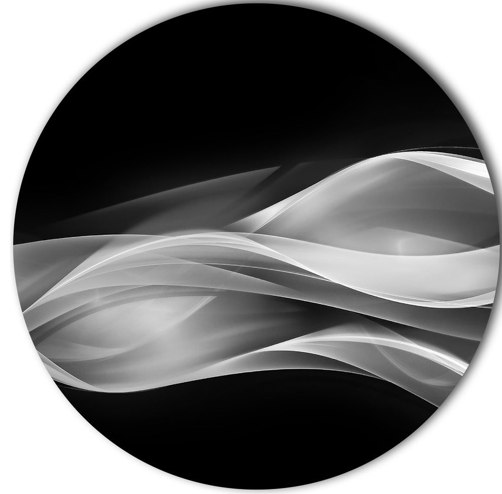 Glittering Silver Pattern, Abstract Digital Art Round Wall Art, 23"