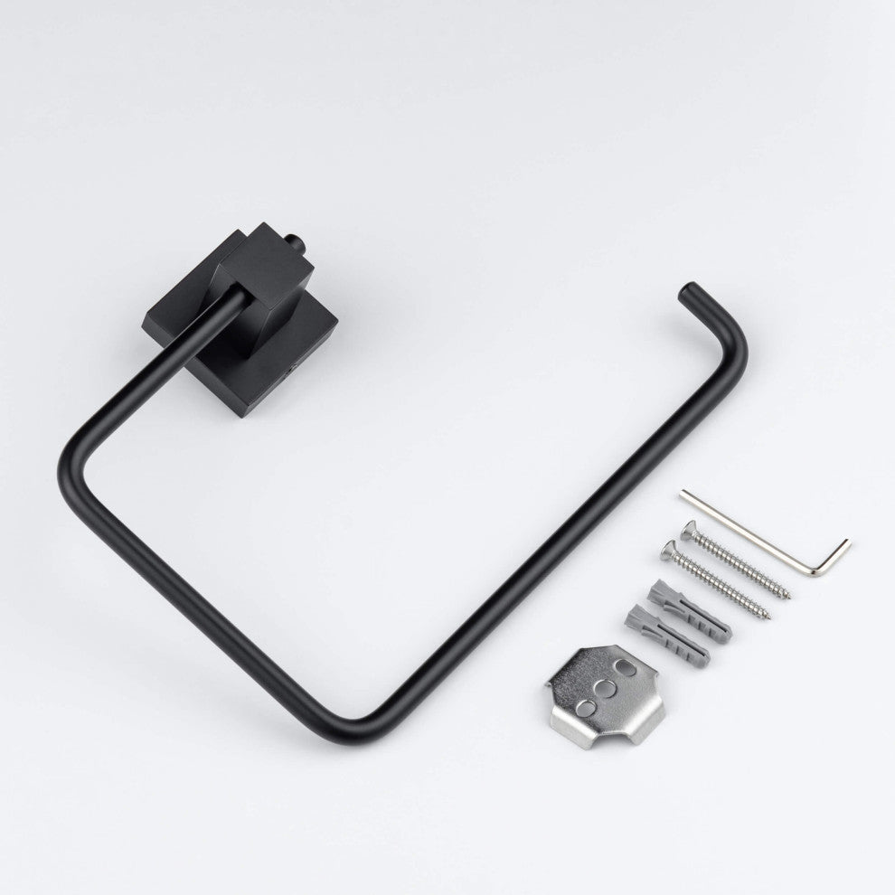 Cube Bathroom Towel Ring, Matte Black