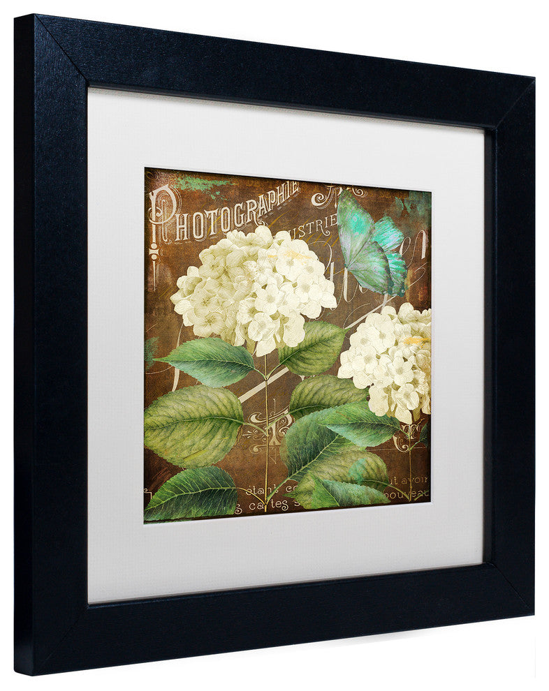 Color Bakery 'Alabaster Hydrangea' Art, Black Frame, White Matte, 11"x11"