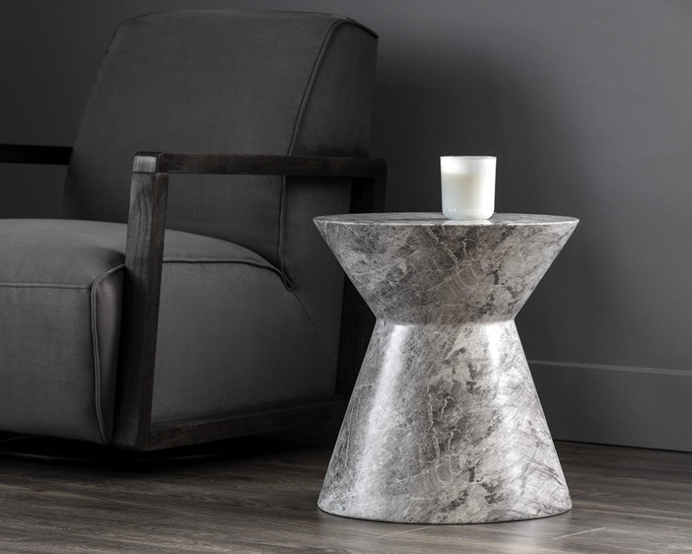 Astley End Table, Marble Look, Gray