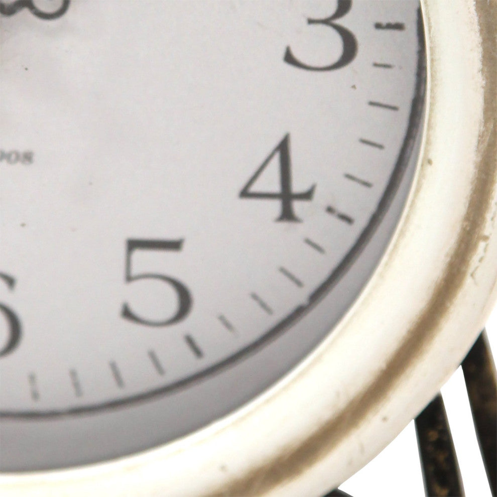 HomeRoots Rustic Black and White Table or Desk Clock