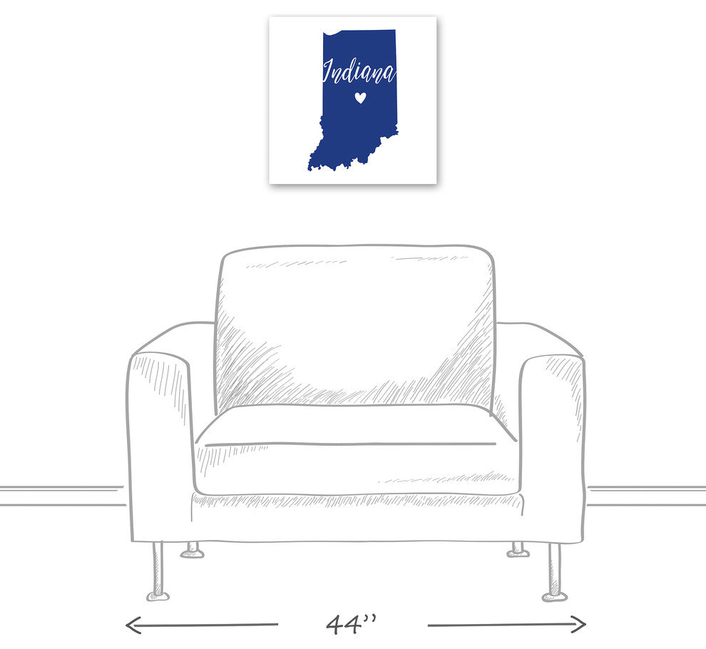Blue and White Indiana Pride 16x16 Canvas Wall Art