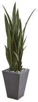 57" Sansevieria Artificial Plant in Slate Planter