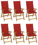 Vidaxl Folding Garden Chairs, Set of 6, With Cushions Solid Acacia Wood
