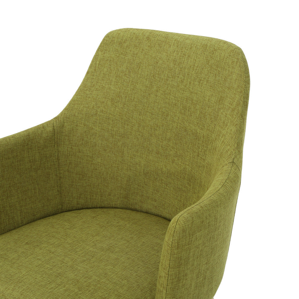 GDF Studio Serra Mid Century Fabric Dining Chairs, Set of 2, Green/Dark Brown