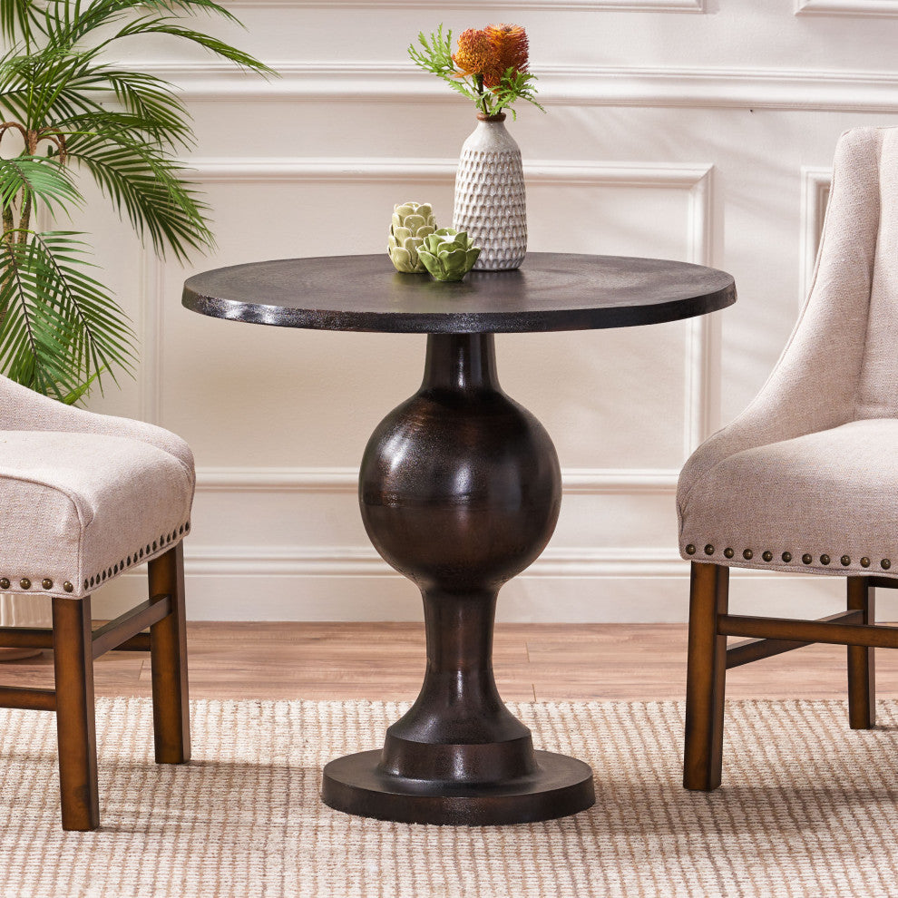 Joni Modern Handcrafted Aluminum Round Dining Table, Raw Bronze