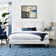 Contemporary Modern Bedroom King Size Headboard, Rivet Nail, Fabric, White