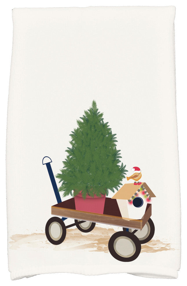 Take Me Home, Geometric Print Kitchen Towel, White, 18 x 30"