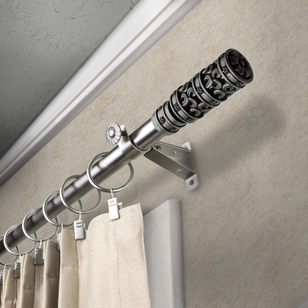 Phillip 13/16" Diameter Curtain Rod, Satin Nickel, 18-28"