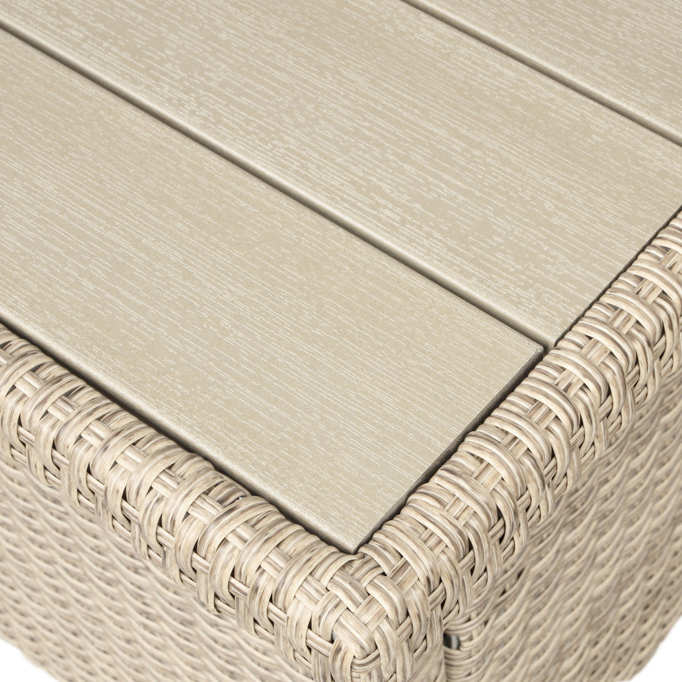 6 Pieces Outdoor Rattan Patio Sectional Sofa With Table and Benches