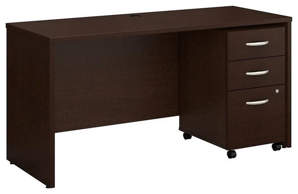 Series C 60W x 24D Office Desk with Drawers in Mocha Cherry - Engineered Wood