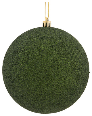 Vickerman 4" Moss Green Glitter Ball Ornament, 6 per Bag