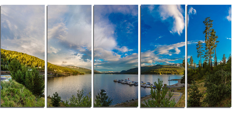 Sognefjord in Norway Panorama, Landscape Canvas Art Print, 60"x28", 5 Panels