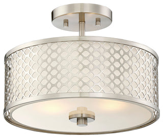 2-Light Semi-Flush Mount, Brushed Nickel