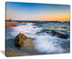"White Waves Crashing On Rocks" Seashore Canvas Wall Art, 20"x12"